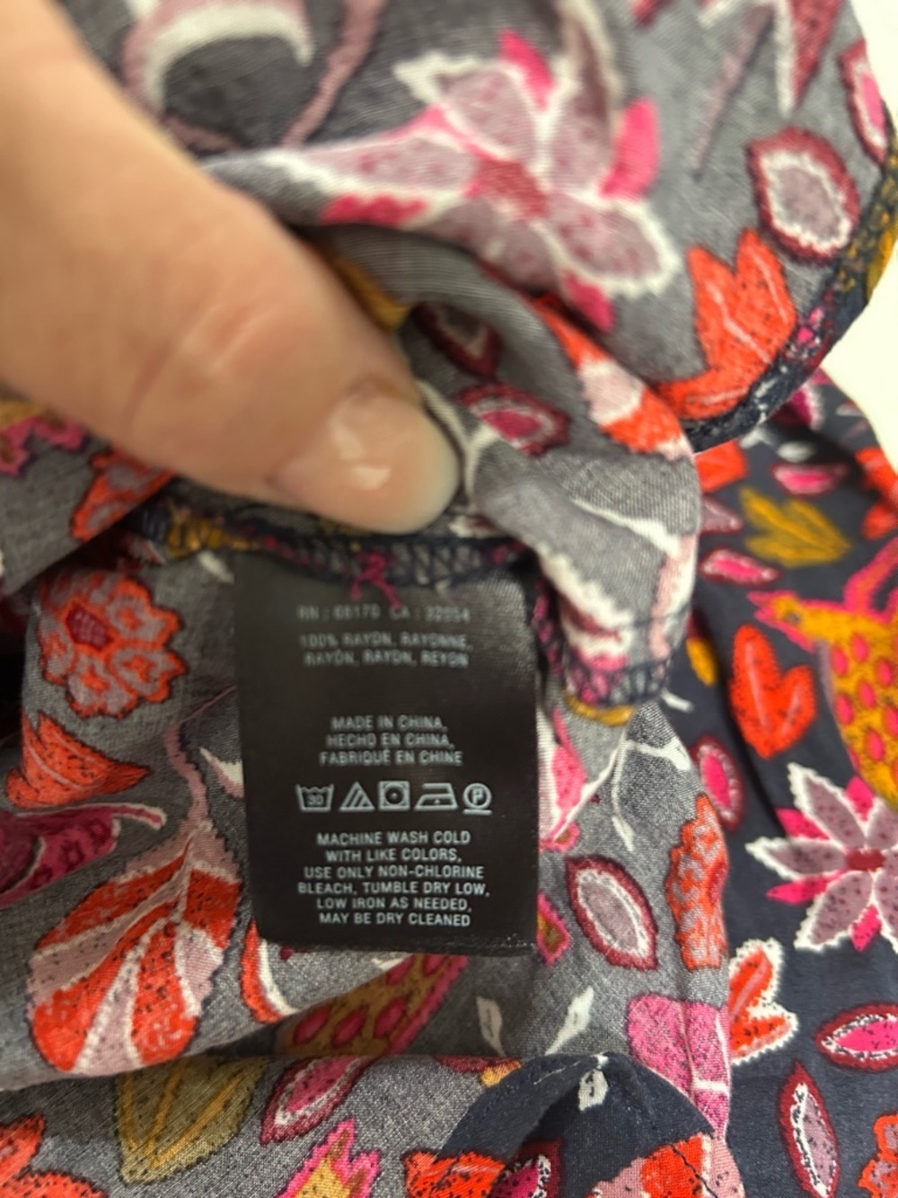 Maeve Navy Pink Orange Printed Top - Picture 8 of 10